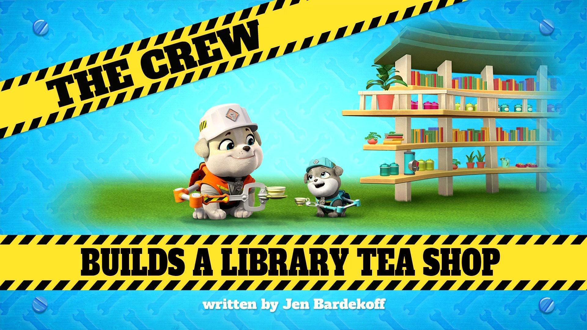 Still from The Crew Builds a Library Tea Shop