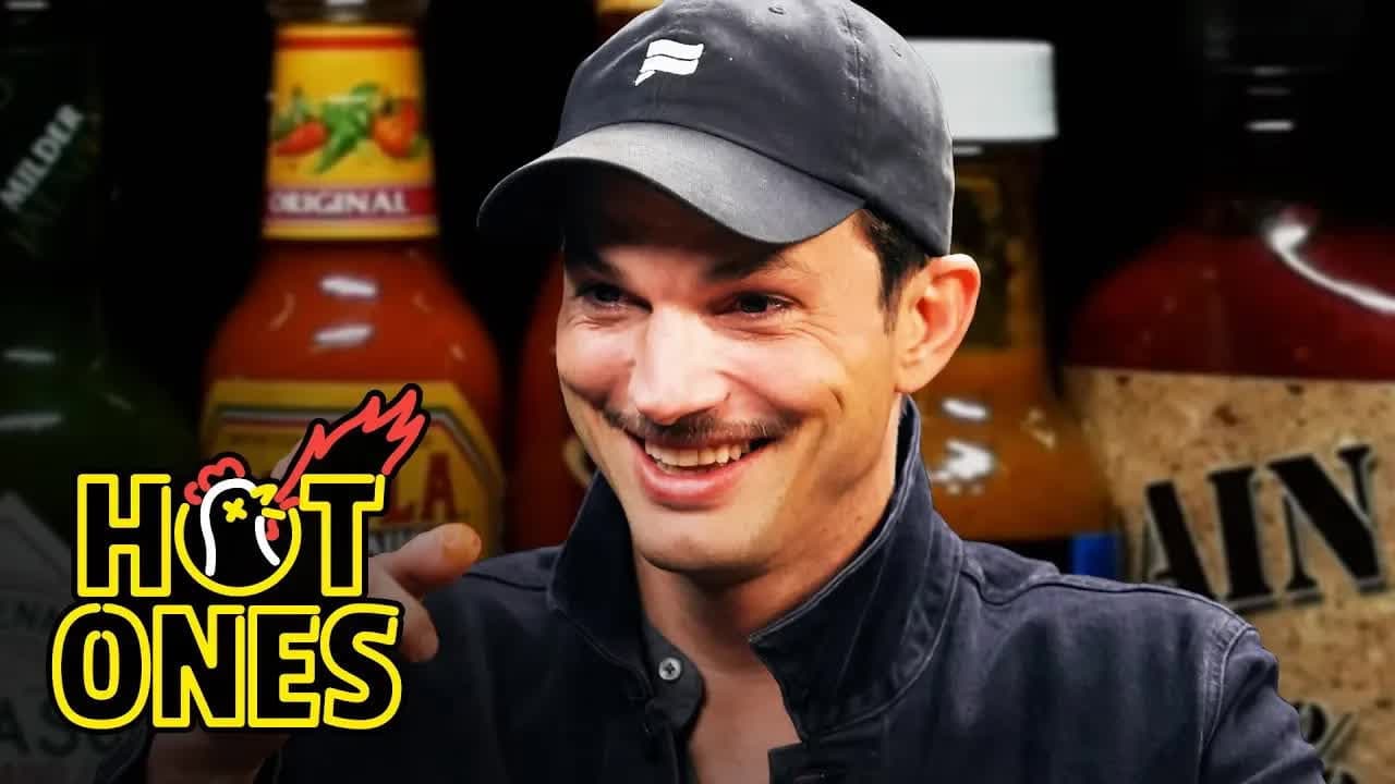 Still from Ashton Kutcher Gets an Endorphin Rush While Eating Spicy Wings