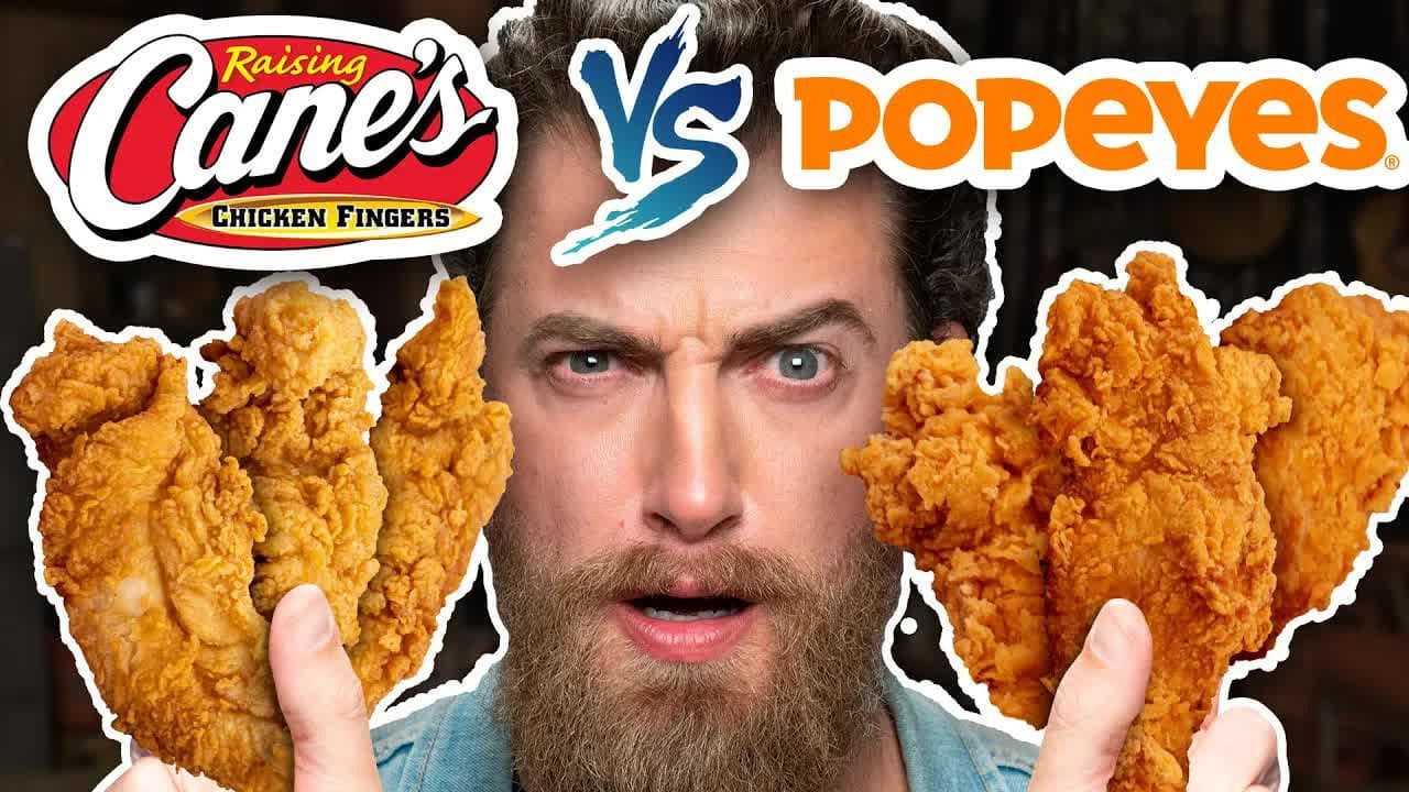 Still from Raising Cane's vs. Popeyes Taste Test | FOOD FEUDS