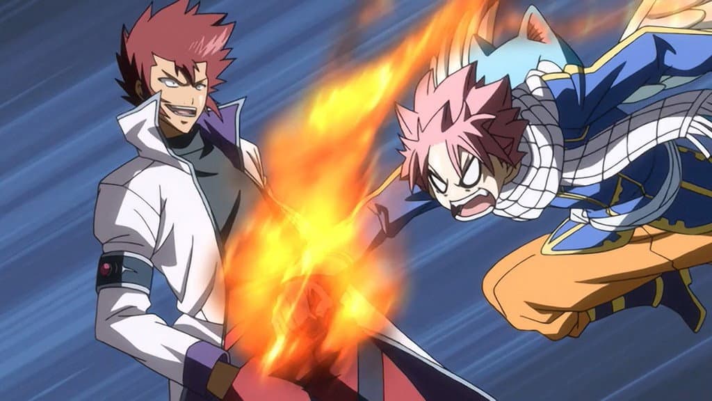 Still from Super Aerial Battle: Natsu vs. Cobra!