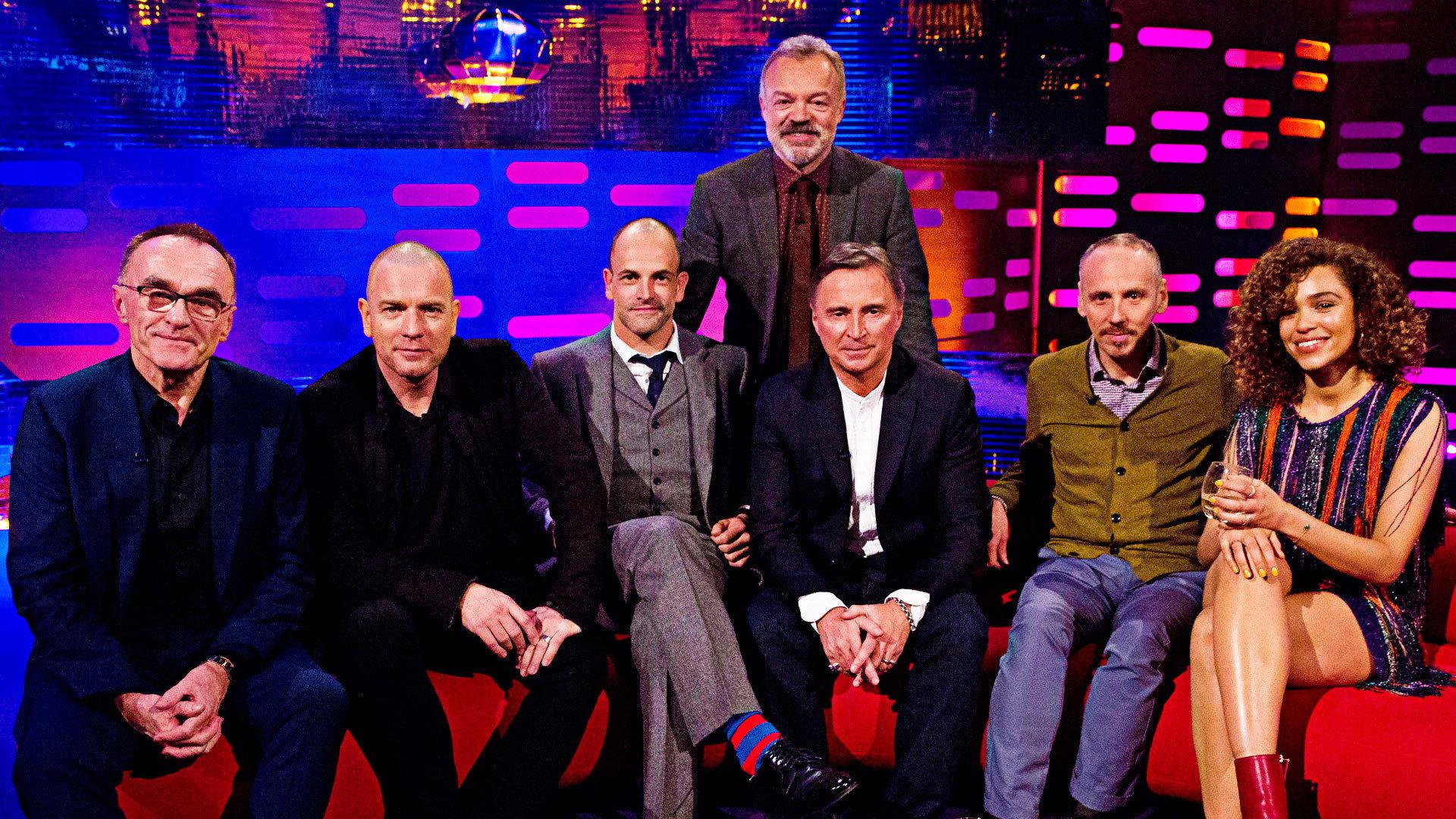 Still from Danny Boyle, Ewan McGregor, Jonny Lee Miller, Robert Carlyle, Ewen Bremner and Izzy Bizu