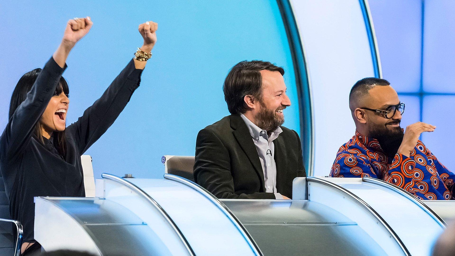 Still from Greg Davies, Guz Khan, Claudia Winkleman and Lucy Worsley