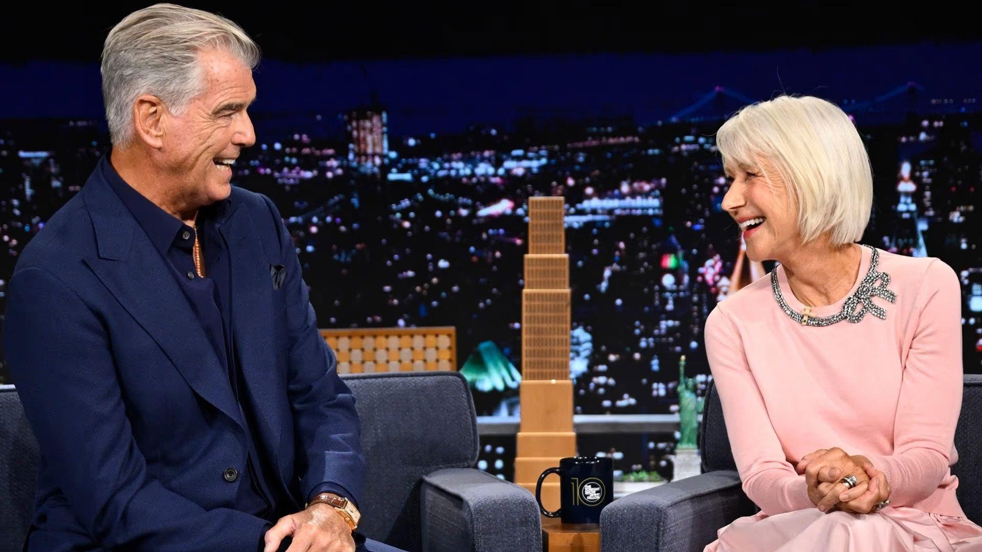 Still from Helen Mirren & Pierce Brosnan, Cristin Milioti, Matthew Berry, Bonnie McFarlane
