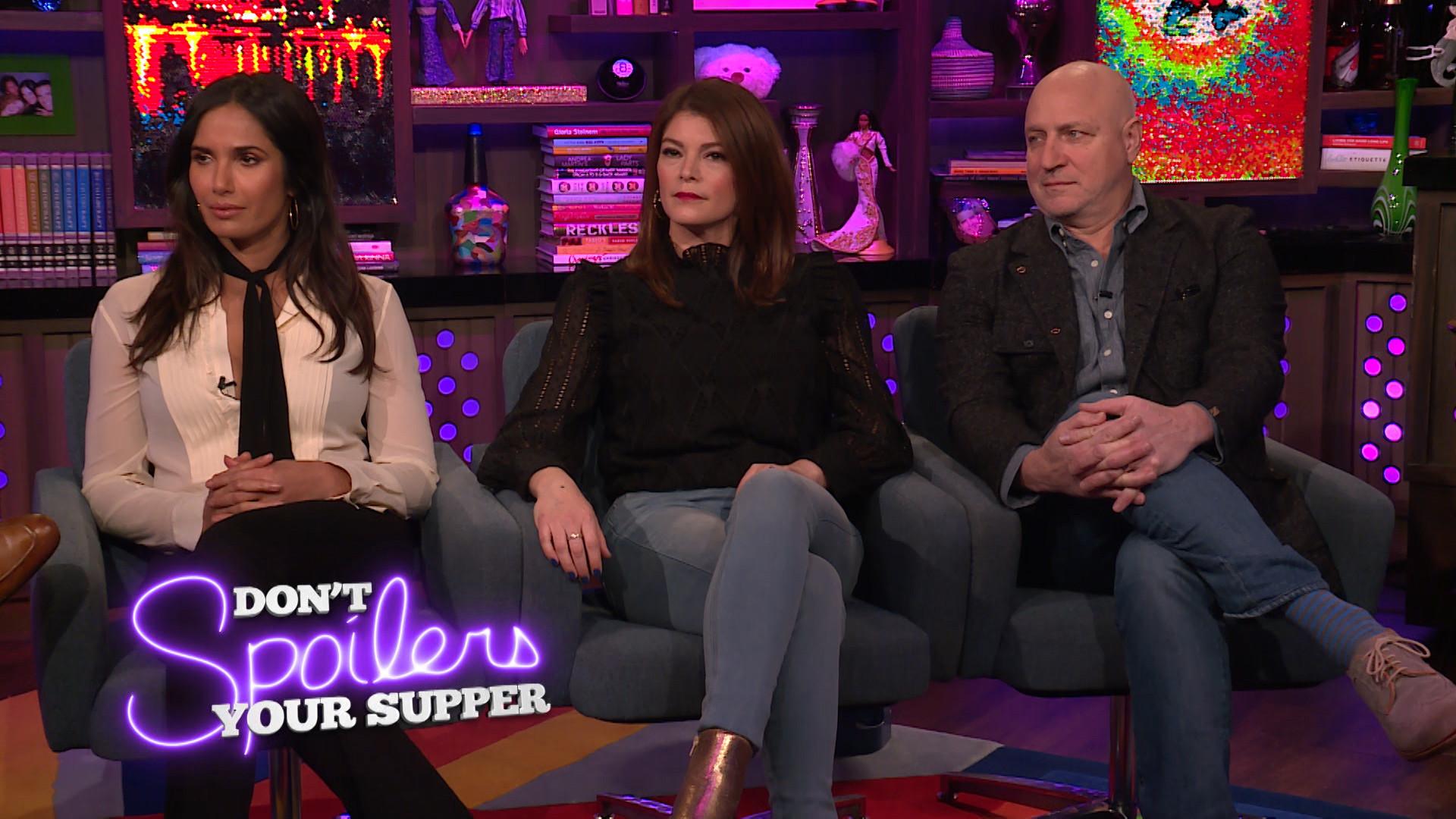 Still from Padma Lakshmi, Gail Simmons, and Tom Colicchio