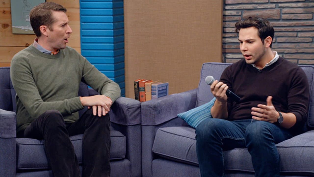 Still from Skylar Astin Wears Blue Jeans and Weathered Brown Desert Boots