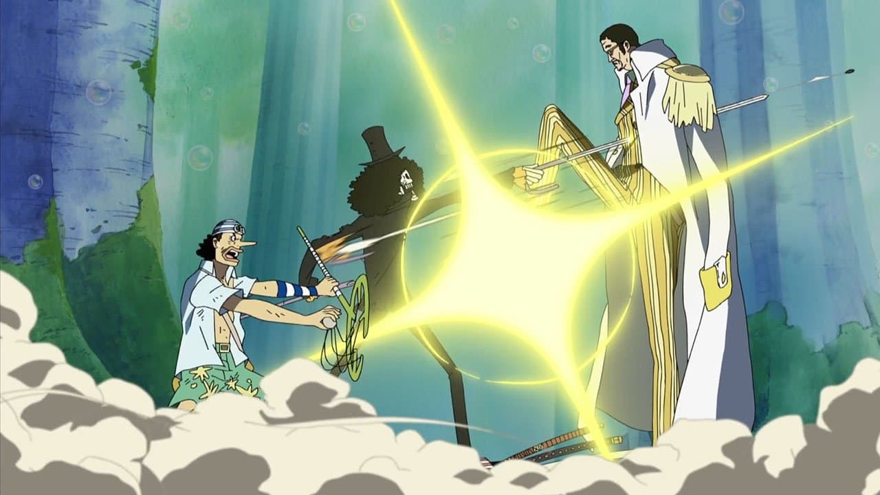 Still from Admiral Kizaru's Fierce Assault! The Straw Hats Face Certain Death!