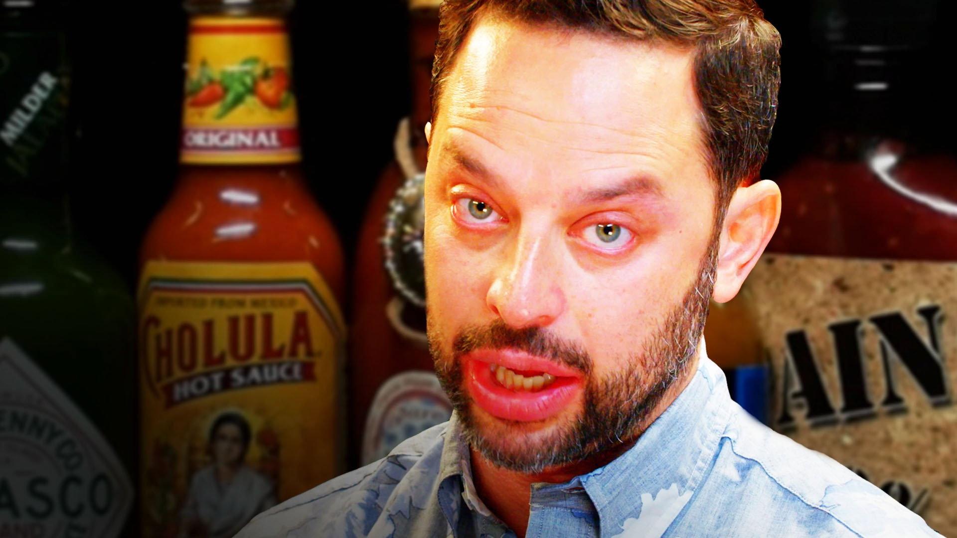 Still from Nick Kroll Delivers a PSA While Eating Spicy Wings