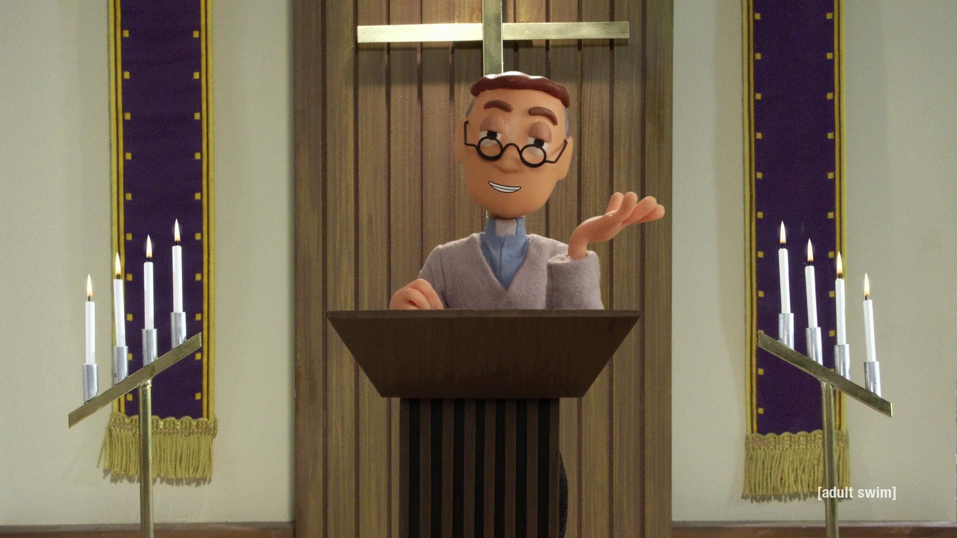 Still from Rev. Putty Sermons: Gay Guys