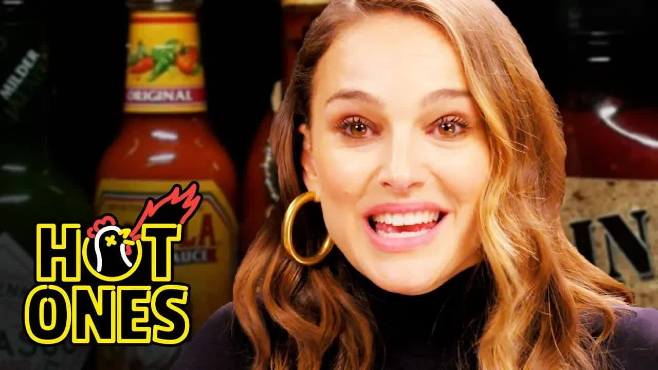 Still from Natalie Portman Pirouettes in Pain While Eating Spicy Wings