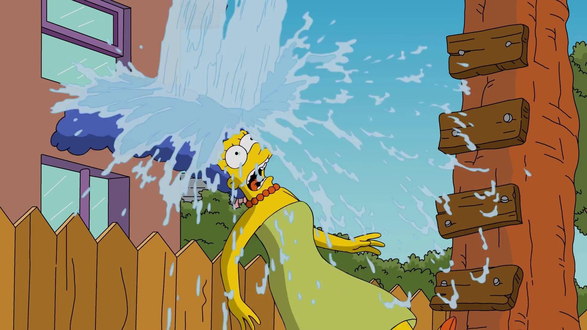 Still from Marge Simpson's ALS Ice Bucket Challenge