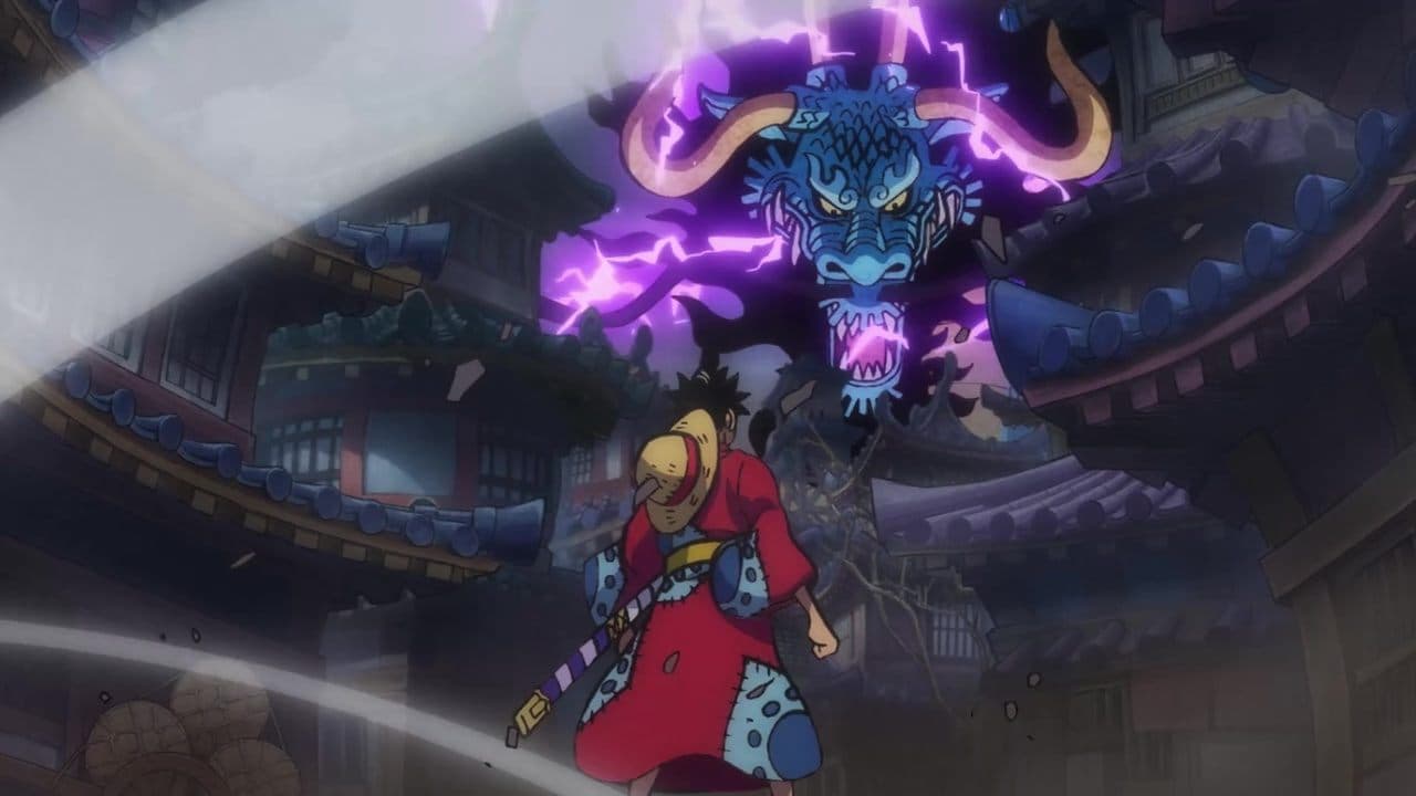 Still from Finally Clashing! The Ferocious Luffy vs. Kaido!
