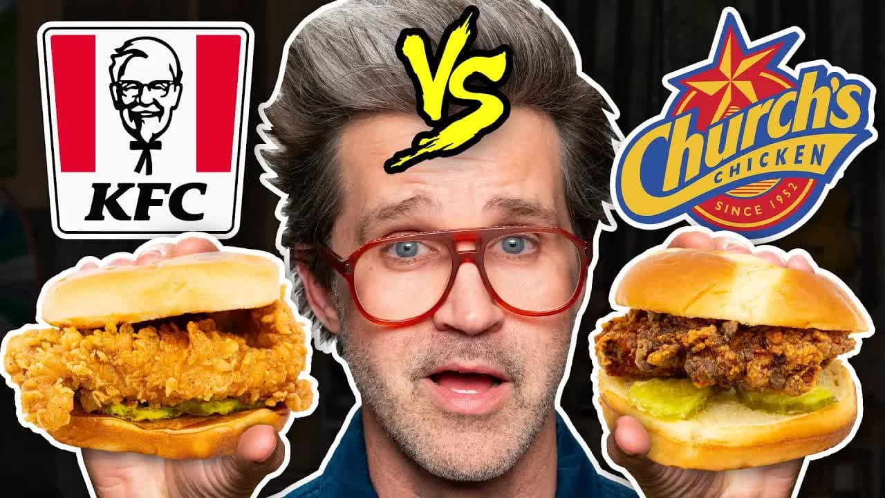 Still from KFC vs. Church's Chicken Taste Test | FOOD FEUDS