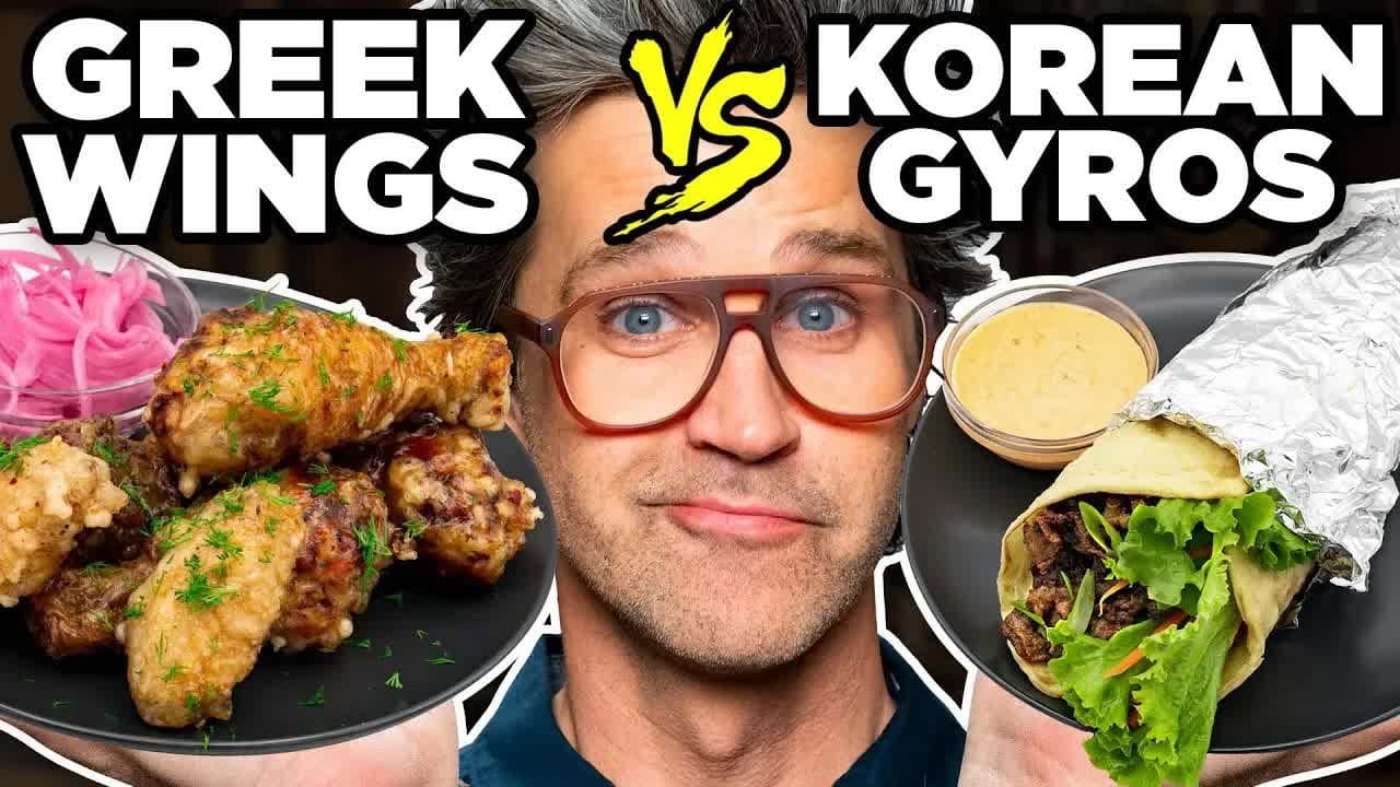 Still from Greek Korean Food vs. Korean Greek Food Taste Test