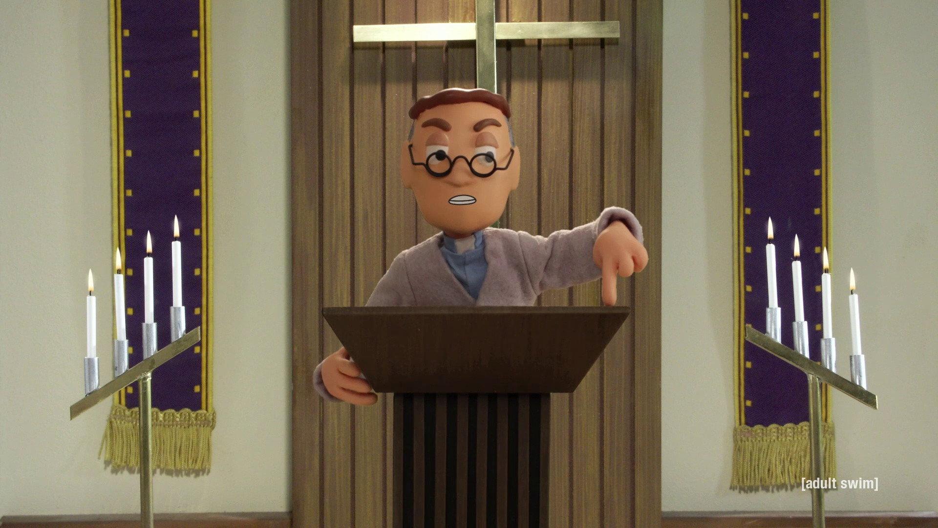 Still from Rev. Putty Sermons: Laziness