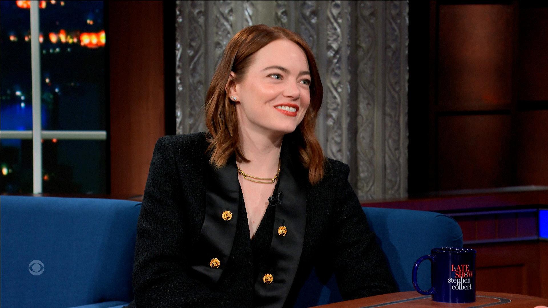 Still from 1/30/24 (Emma Stone, Jaime Harrison)