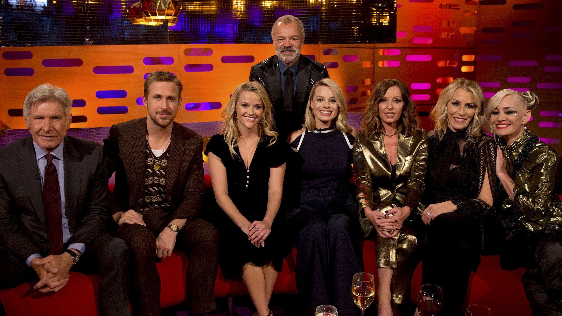 Still from Harrison Ford, Ryan Gosling, Margot Robbie, Reese Witherspoon, Bananarama
