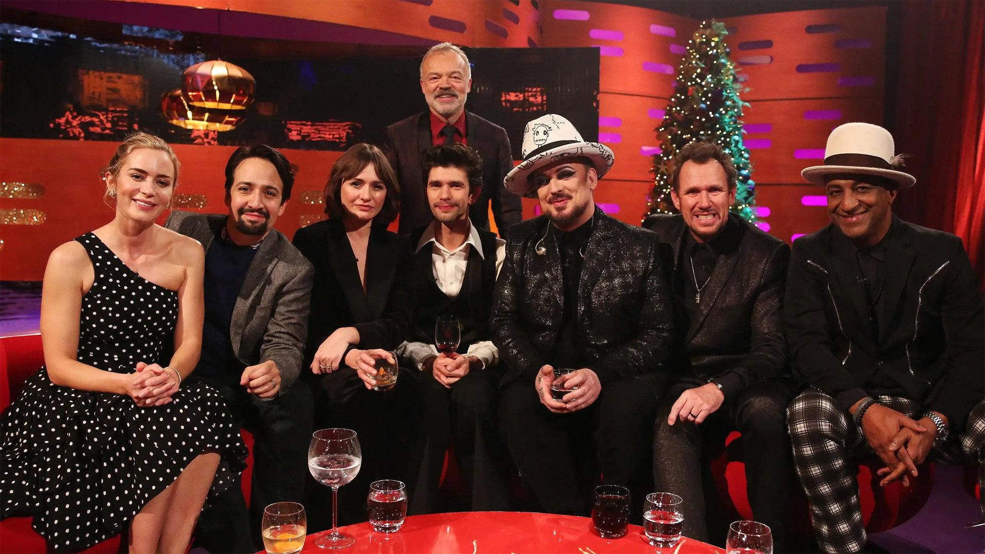 Still from Emily Blunt, Lin-Manuel Miranda, Ben Whishaw, Emily Mortimer, Boy George
