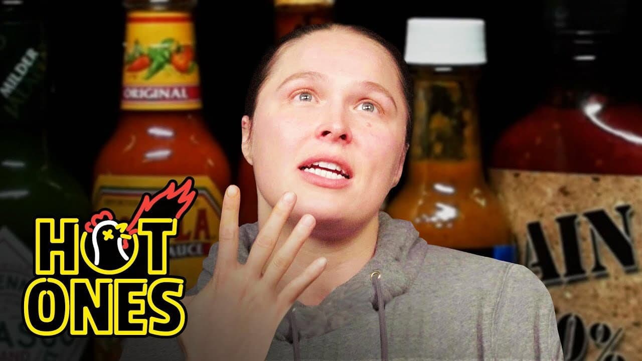 Still from Ronda Rousey Splits Bones While Eating Spicy Wings
