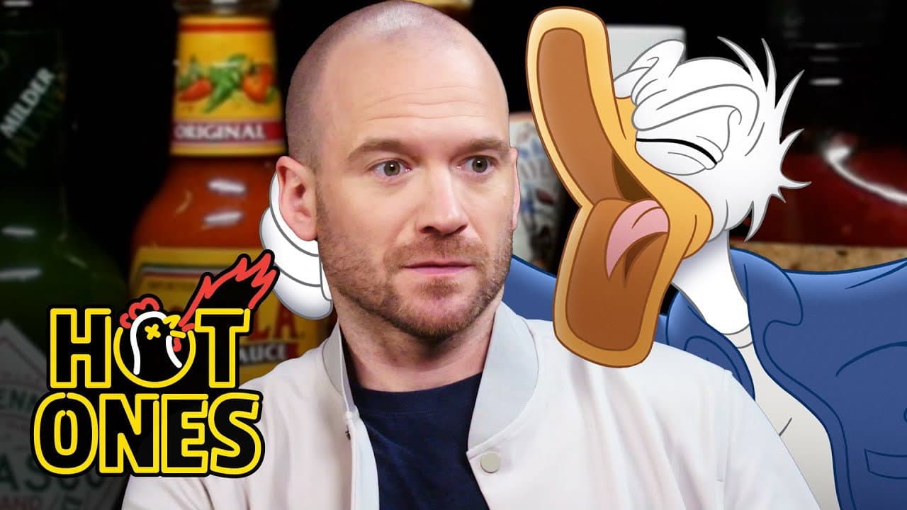 Still from Donald Duck Tries to Keep His Cool While Eating Spicy Wings