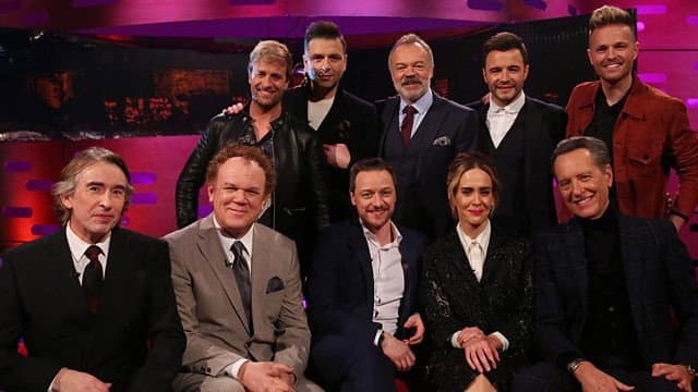 Still from James McAvoy, Sarah Paulson, Richard E Grant, John C Reilly, Steve Coogan, Westlife