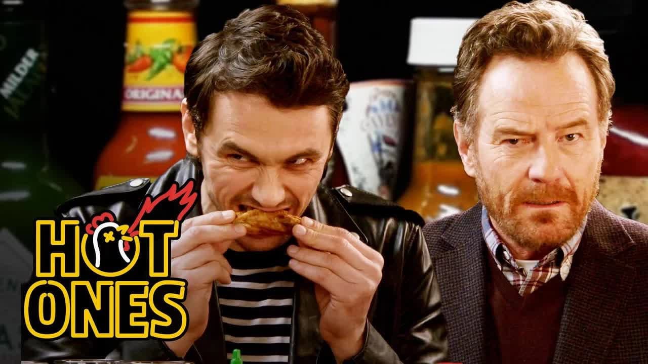 Still from James Franco and Bryan Cranston Bond Over Spicy Wings