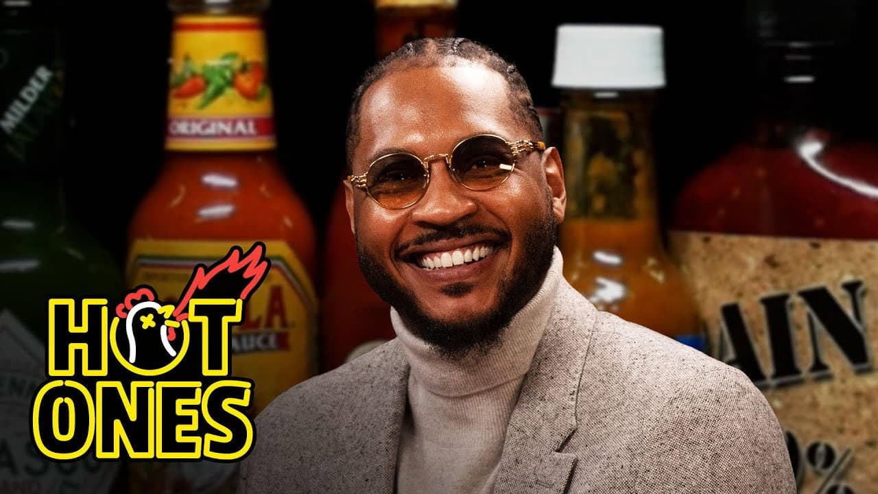 Still from Carmelo Anthony Goes Hard in the Paint While Eating Spicy Wings