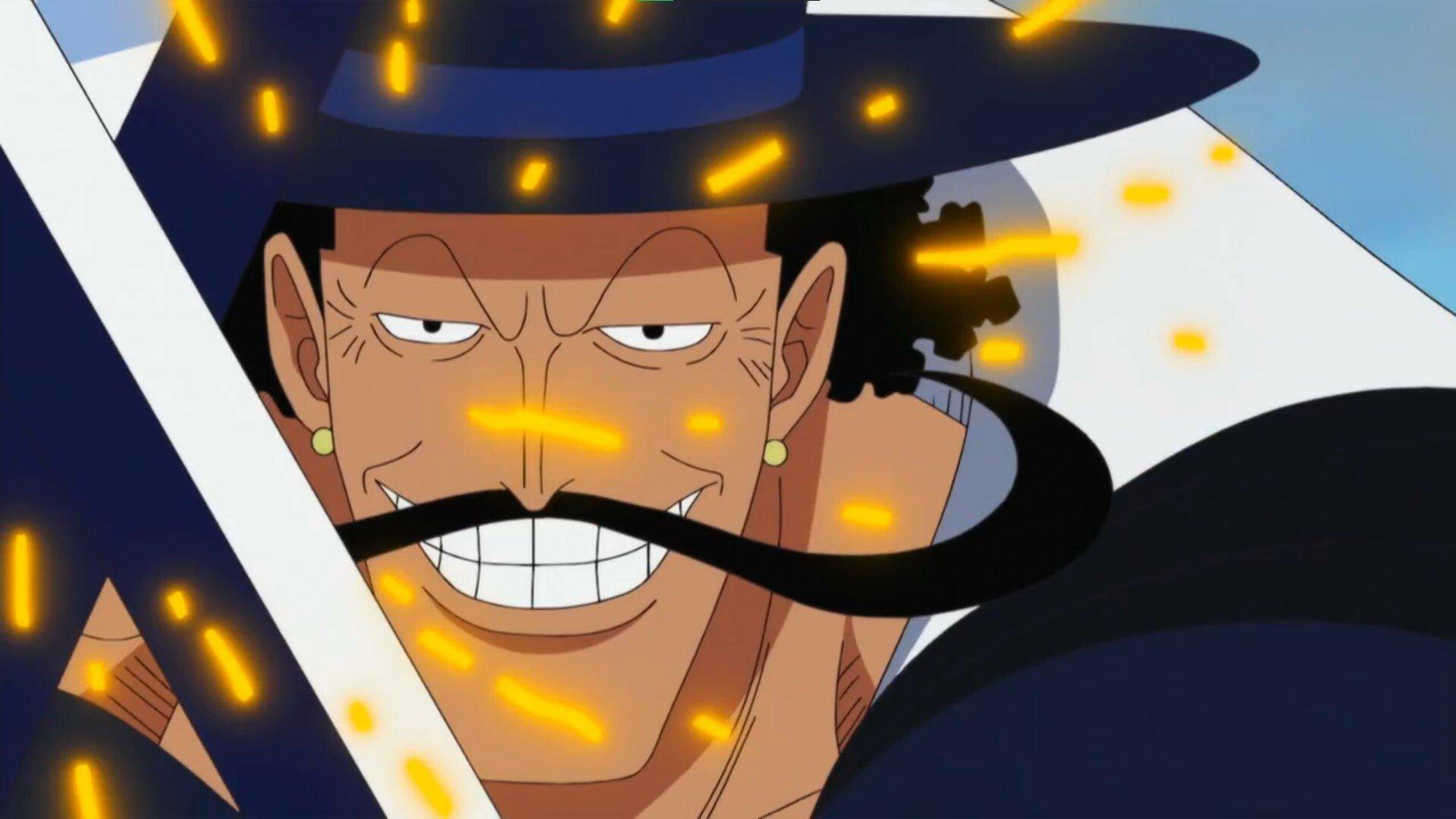Still from The Great Swordsman Mihawk! Luffy Comes Under the Attack of the Black Sword!