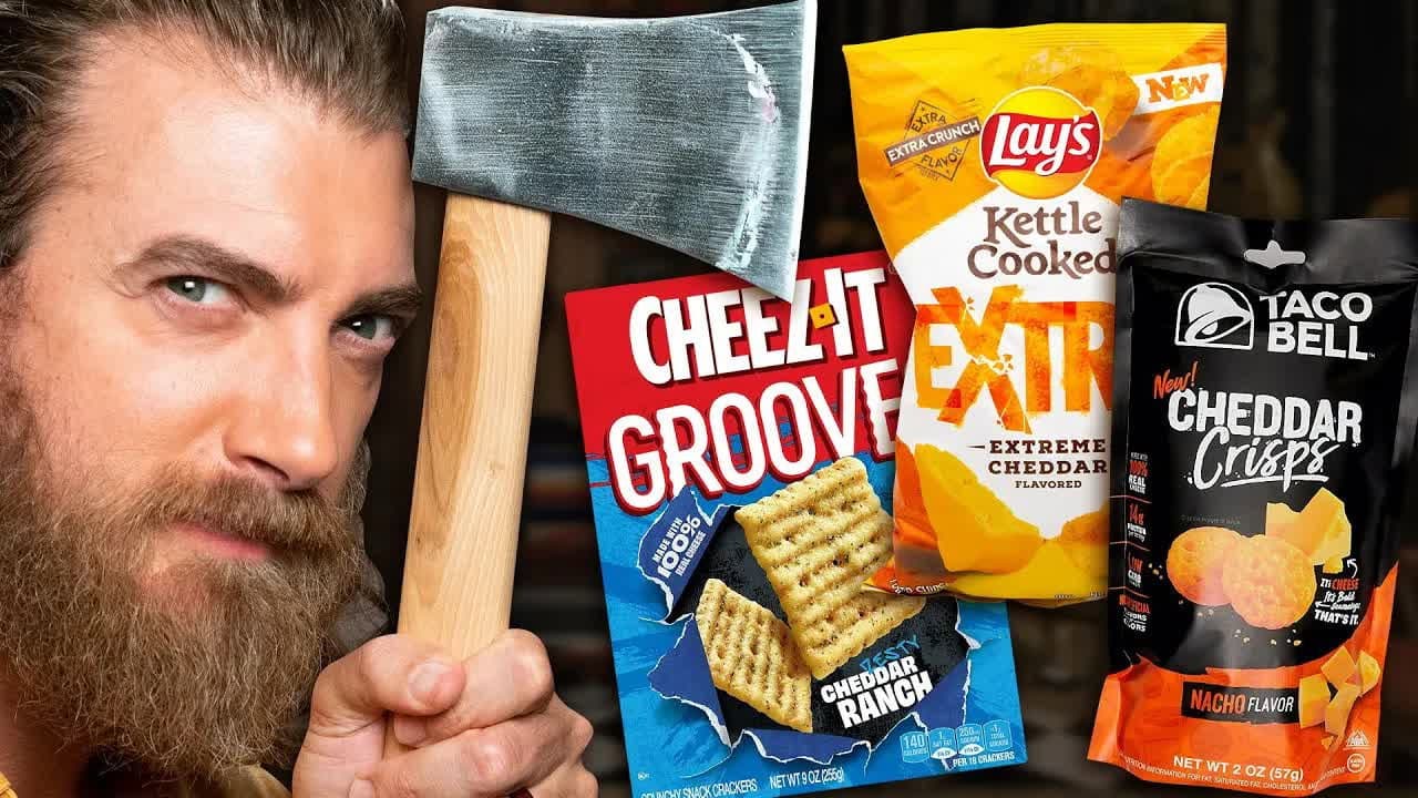 Still from Extreme vs. Original Snacks Taste Test (Axe Throwing Game)
