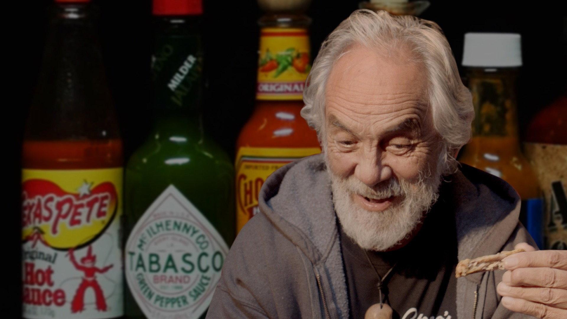 Still from Tommy Chong Talks Weed, Bernie Sanders, and Smoking with Snoop While Eating Spicy Wings