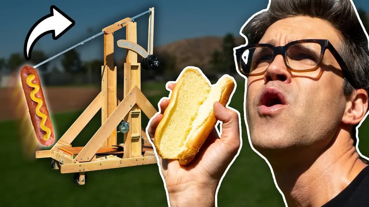 Still from Can We Launch A Hot Dog Into A Bun?