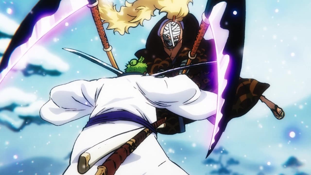 Still from A Big Turnover! The Three-Sword Style Overcomes Danger!