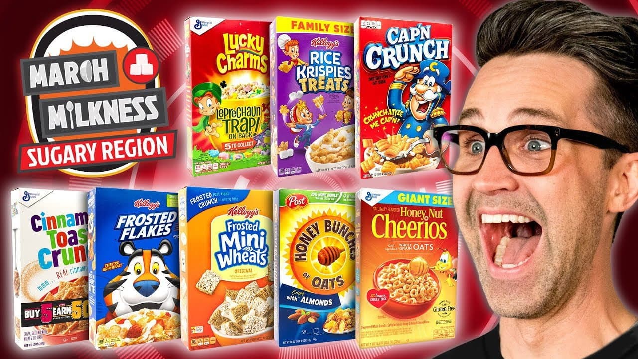 Still from March Milkness Taste Test: Sugary Cereals