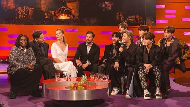Still from Whoopi Goldberg, Jamie Dornan, Rosamund Pike, Harry Connick Jr, BTS