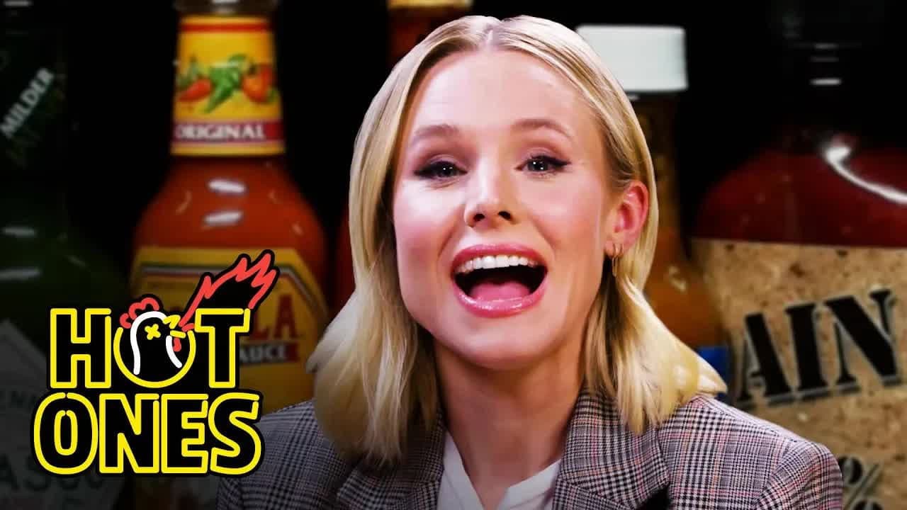 Still from Kristen Bell Ponders Morality While Eating Spicy Wings