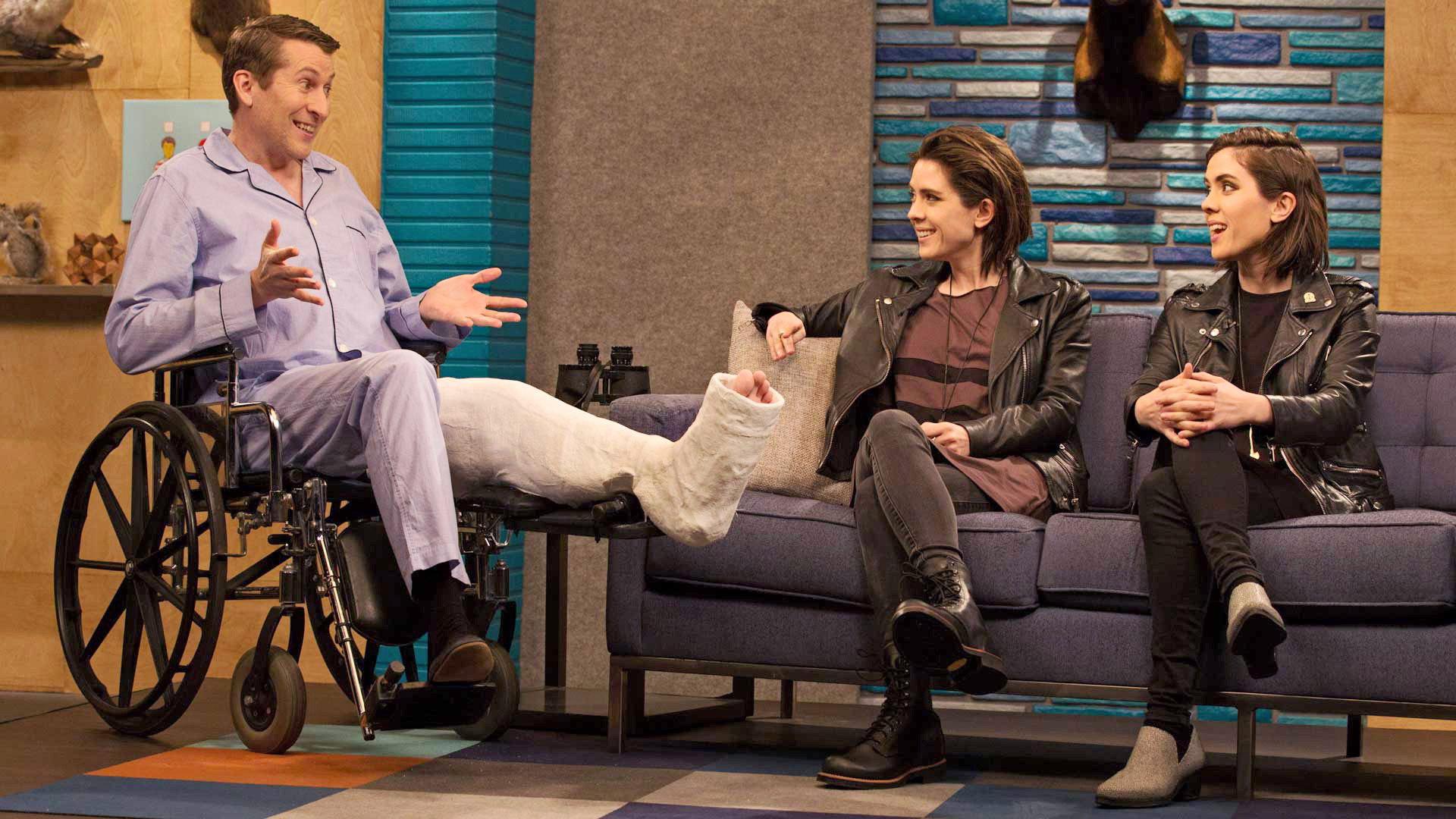 Still from Tegan and Sara Wear Leather Jackets and Skinny Jeans