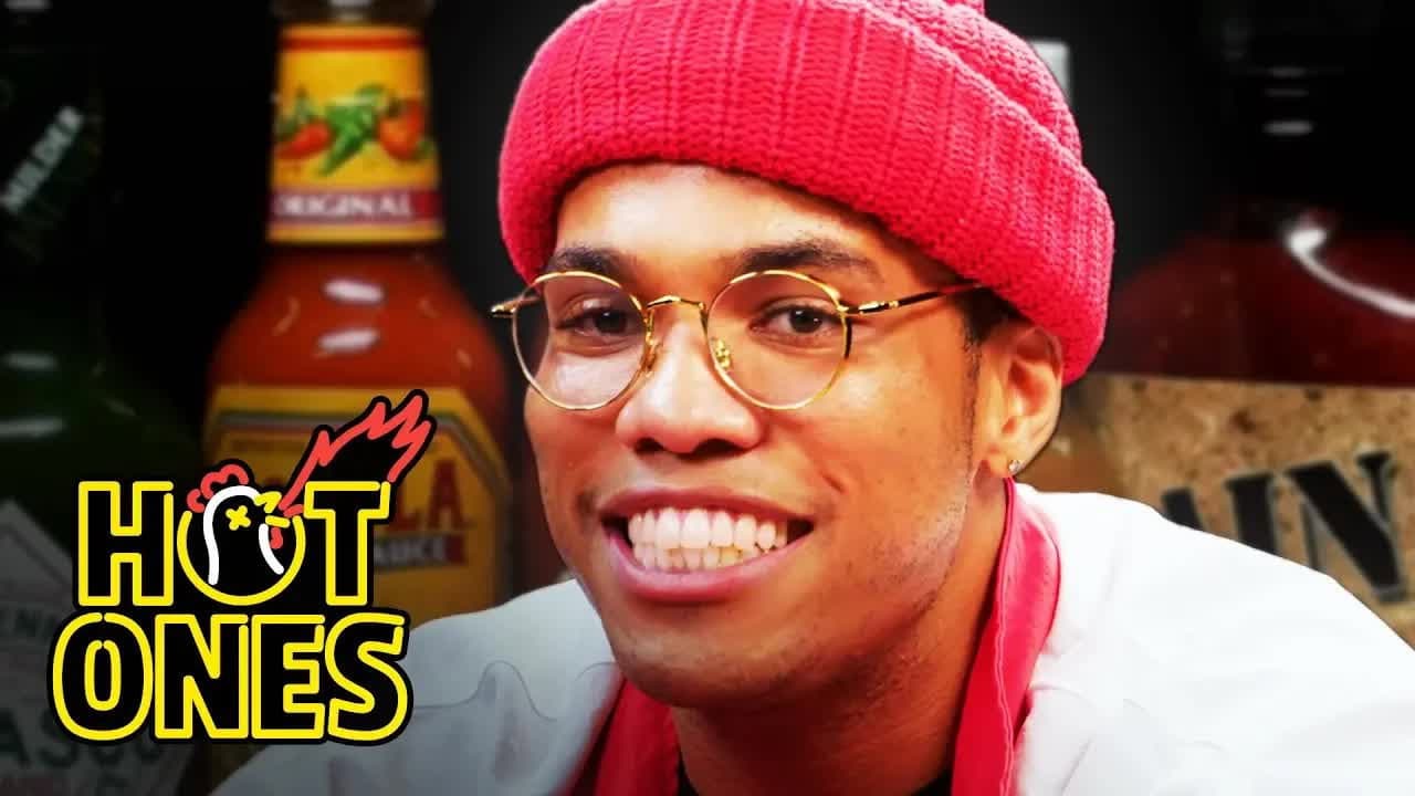 Still from Anderson .Paak Sings Hot Sauce Ballads While Eating Spicy Wings