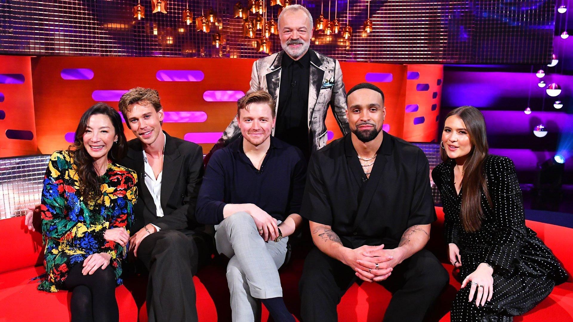 Still from Michelle Yeoh, Austin Butler, Jack Lowden, Ashley Banjo and Mimi Webb