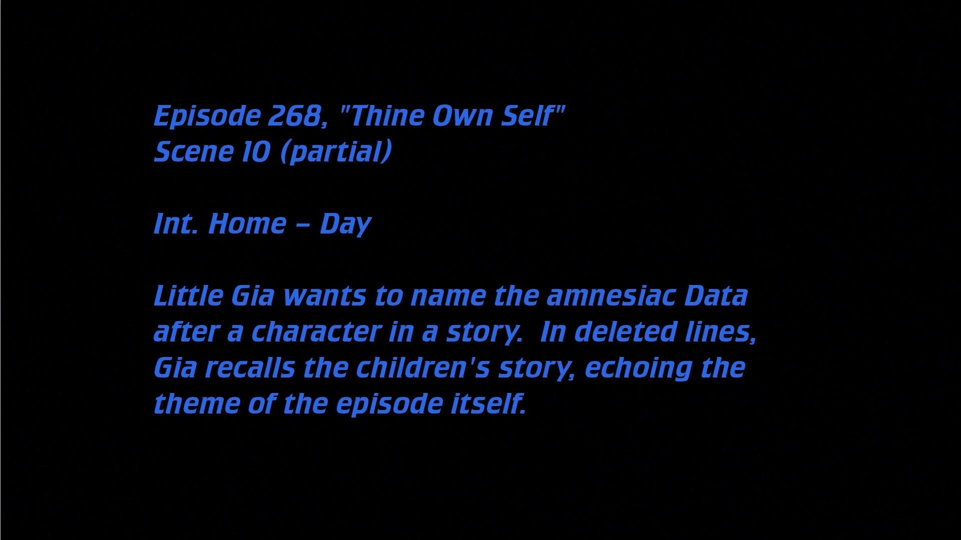 Still from Deleted Scenes: S07E16 – Thine Own Self