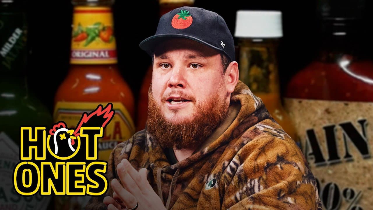 Still from Luke Combs Feels a Heat Hurricane While Eating Spicy Wings