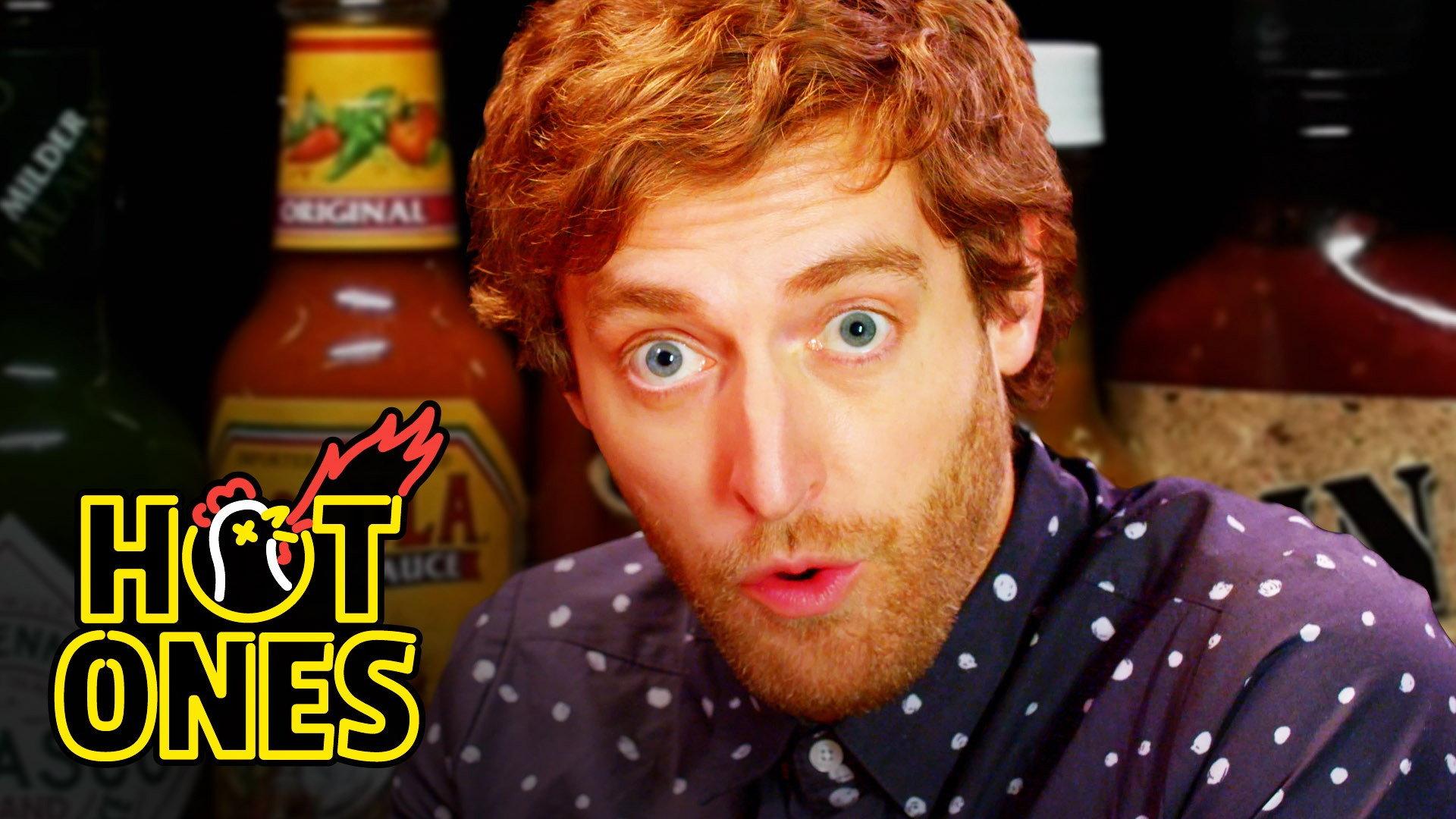 Still from Thomas Middleditch Does Improv While Eating Spicy Wings