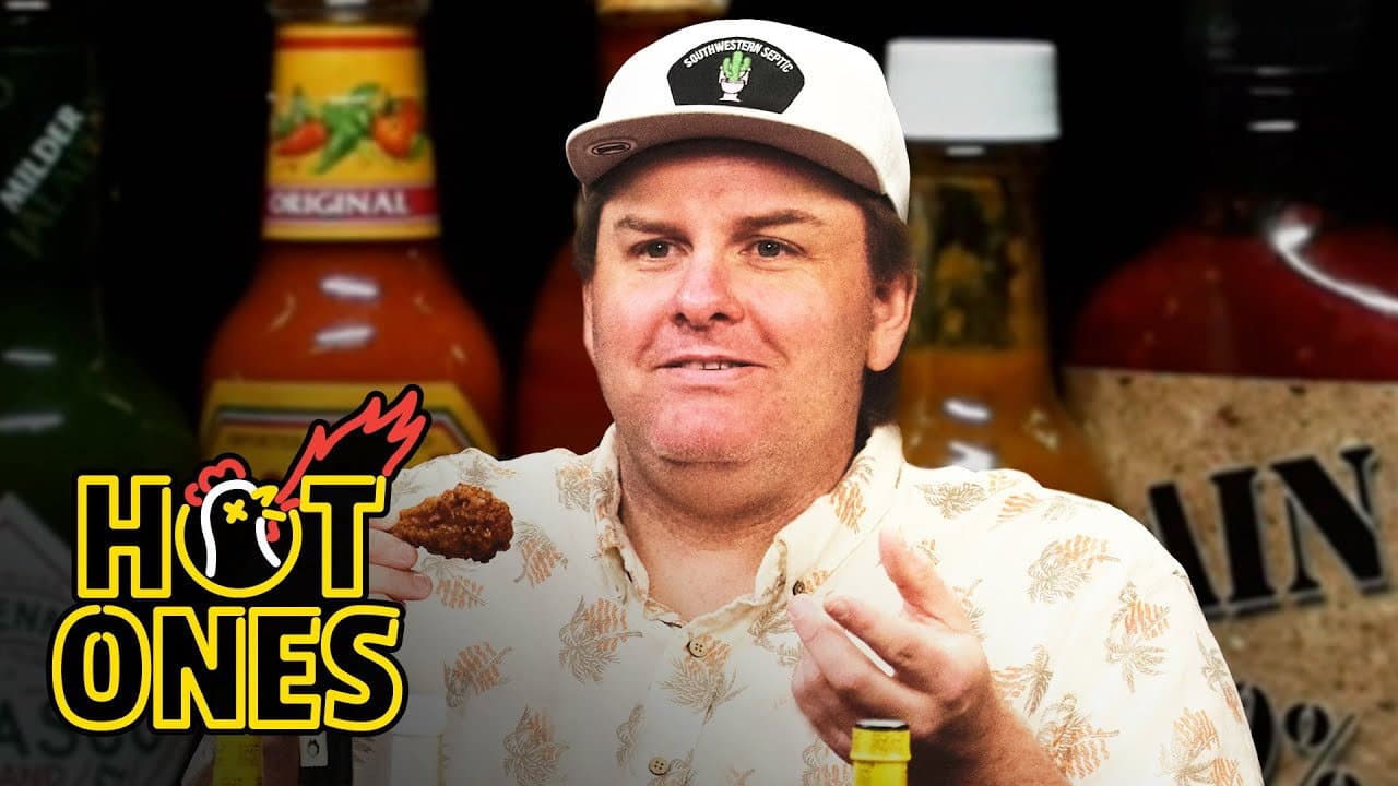 Still from Tim Dillon Helps Himself to More Milk While Eating Spicy Wings