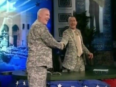 Still from Stephen broadcasts from Iraq, Command Sgt. Major Frank Grippe
