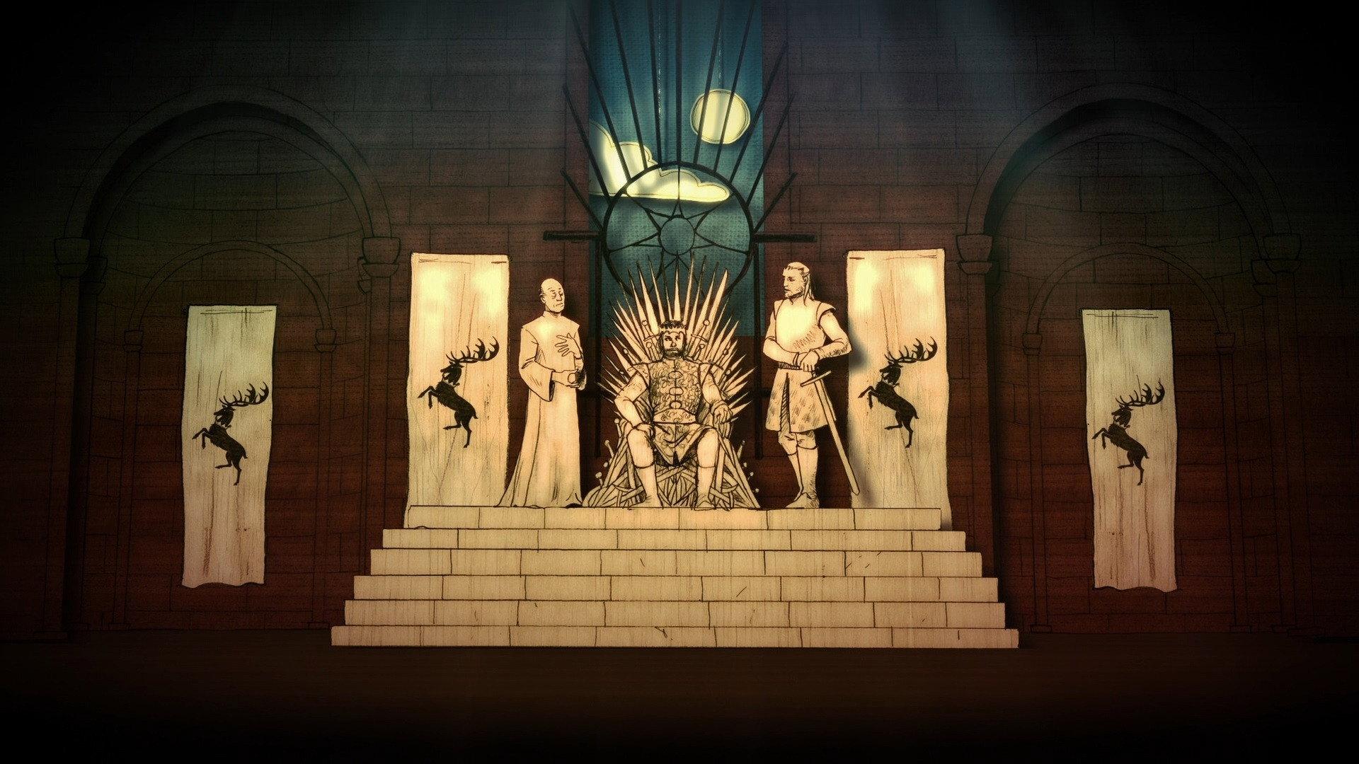 Still from Histories & Lore: Robert's Rebellion (Petyr Baelish and Varys)