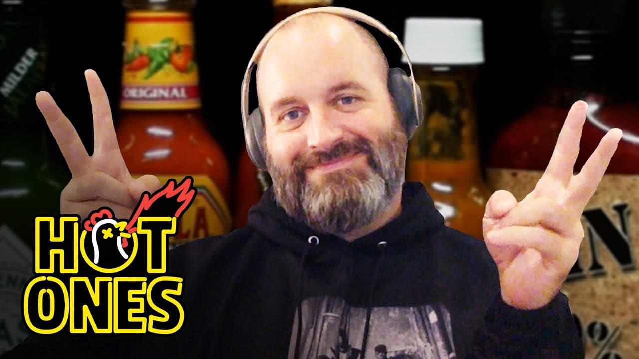 Still from Tom Segura Keeps It High and Tight While Eating Spicy Wings