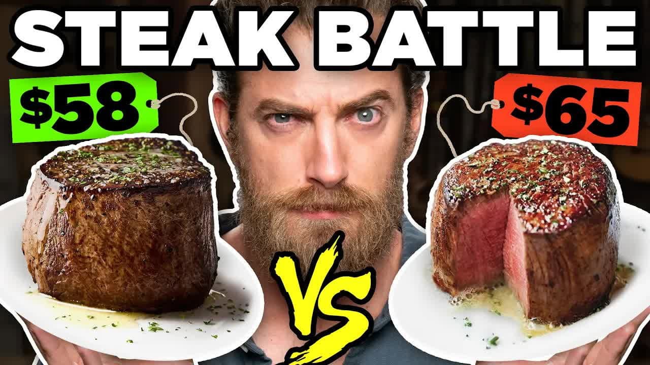Still from Ruth's Chris' vs Fleming's Steak House Taste Test | FOOD FEUDS