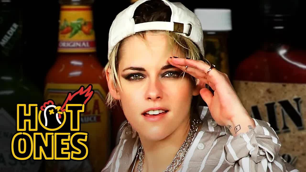 Still from Kristen Stewart Brings the Angels to Eat Spicy Wings