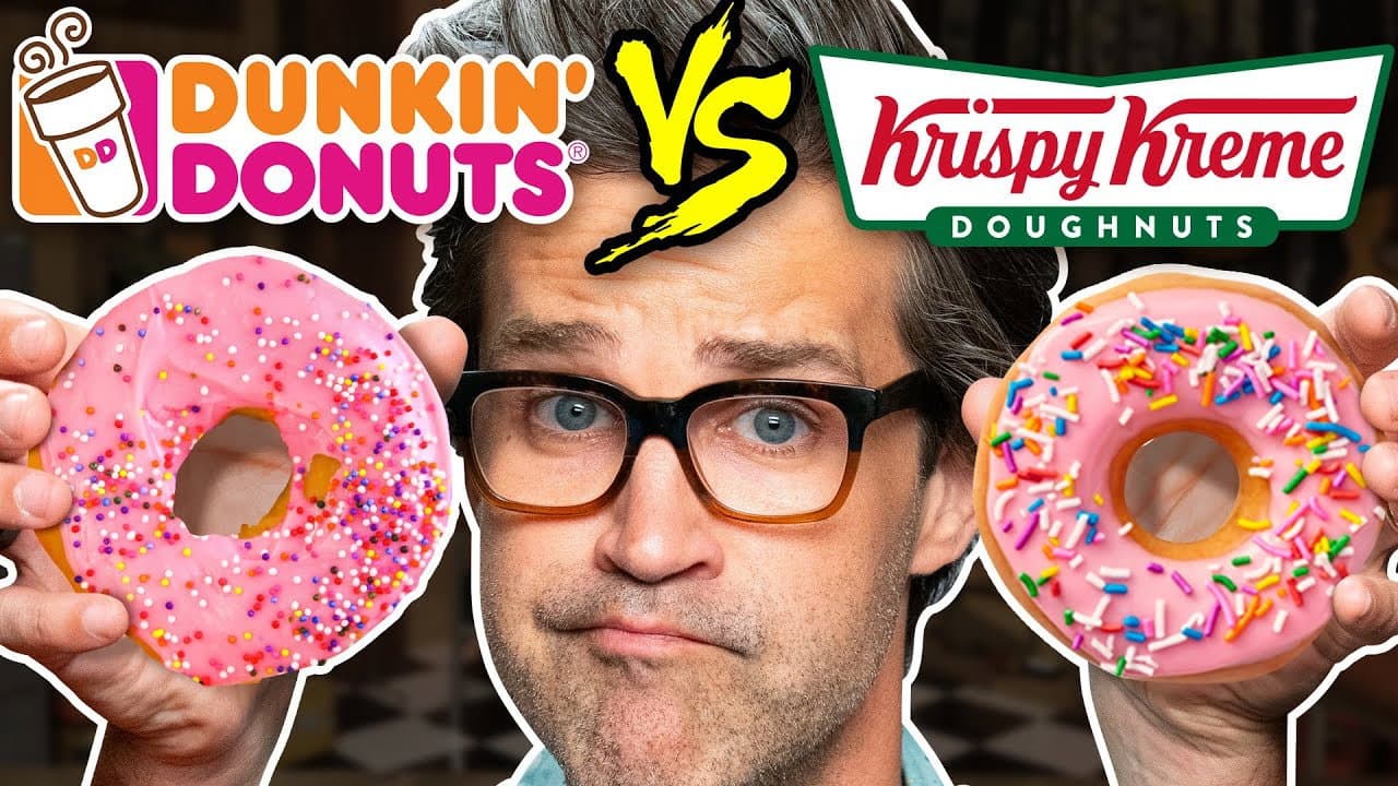 Still from Dunkin vs. Krispy Kreme Taste Test | Food Feuds