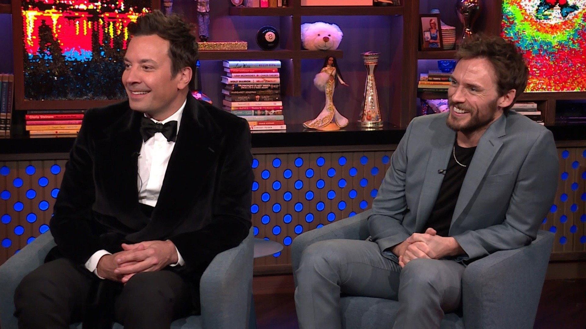 Still from Sam Claflin and Jimmy Fallon