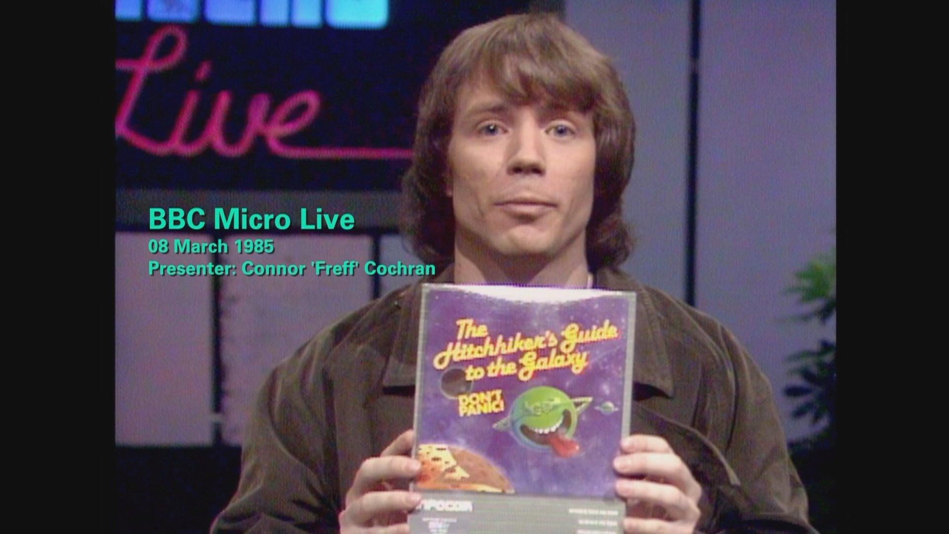 Still from Douglas Adams on BBC Micro Live