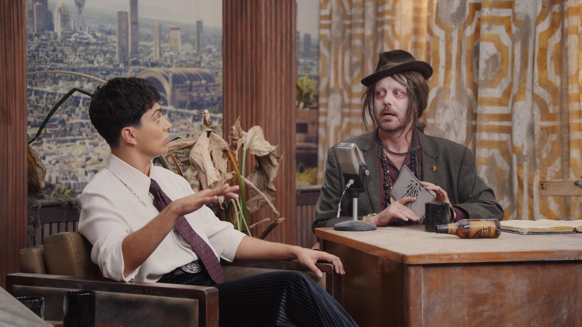 Still from Fallout Fake Talkshow: Xelia Mendes-Jones